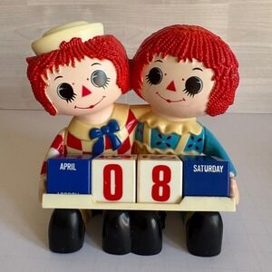 Janex Raggedy Ann Andy Perpetual Calendar 1971 Vintage Red White Blue